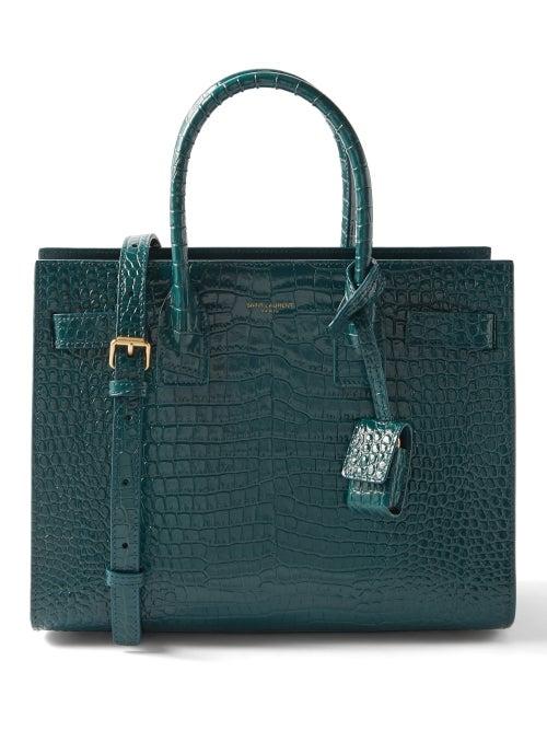 Saint Laurent - Sac De Jour Baby Crocodile-effect Leather Handbag - Womens - Dark Blue