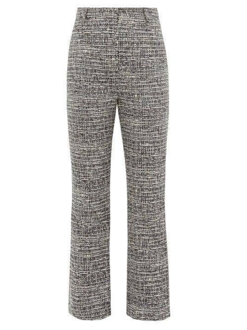 Matchesfashion.com Goat - Joey Kick-flare Tweed Trousers - Womens - Navy