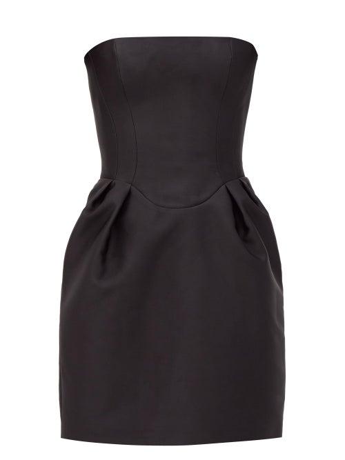 Matchesfashion.com Rasario - Strapless Satin Mini Dress - Womens - Black