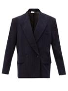 Matchesfashion.com Vetements - Double-breasted Pinstriped Twill Blazer - Womens - Navy