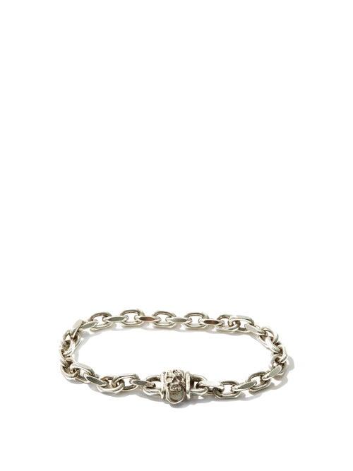 Matchesfashion.com Emanuele Bicocchi - Skull Slim Antiqued Sterling-silver Bracelet - Mens - Silver