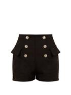 Matchesfashion.com Balmain - High Waist Cotton Shorts - Womens - Black