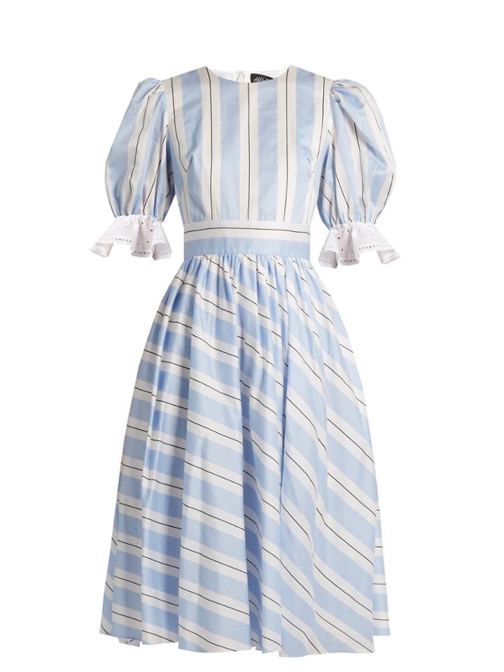 Anna October Cold-shoulder Ric-rac Trim Cotton Dress