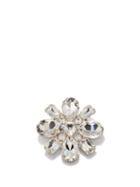 Alessandra Rich - Crystal-pav Floral Brooch - Womens - Silver