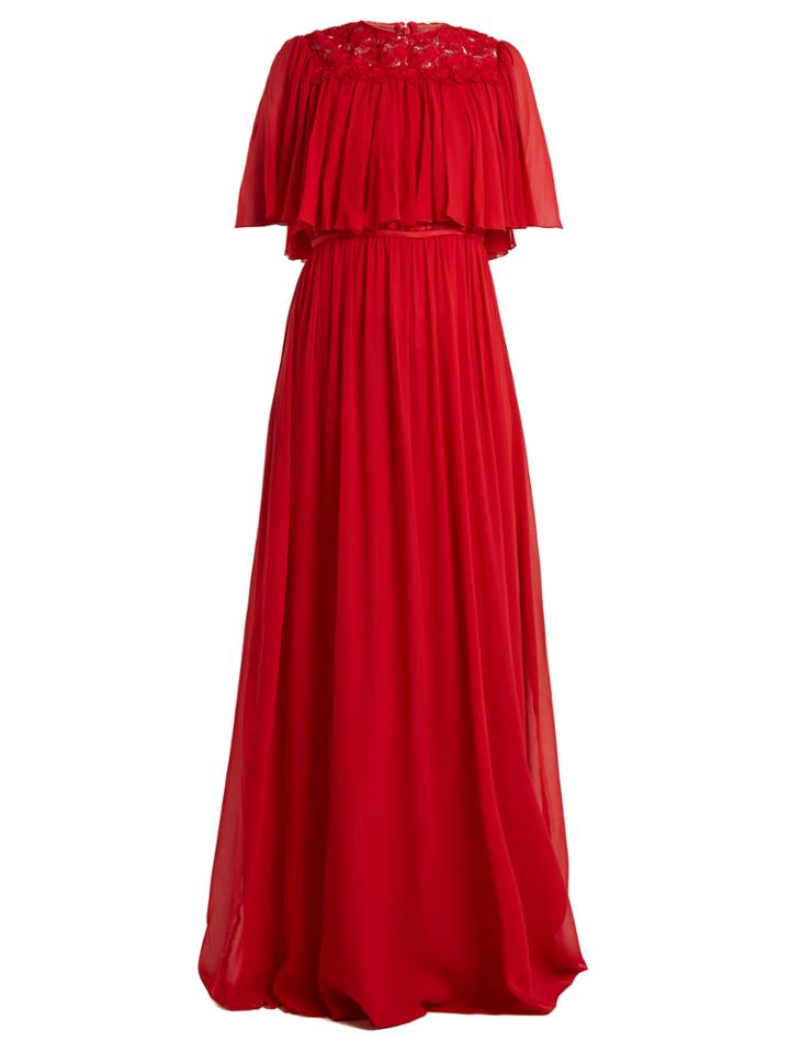 Giambattista Valli Macram-lace Tiered Silk-georgette Gown