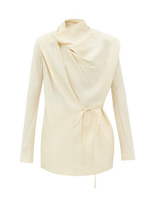 Petar Petrov - Lark Padded-shoulder Crepe Blouse - Womens - Ivory