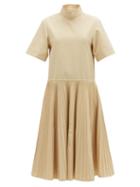 Matchesfashion.com Jil Sander - Pleated-skirt Cotton-blend Dress - Womens - Ivory