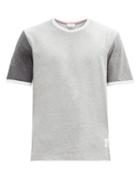 Matchesfashion.com Thom Browne - Panelled Cotton-jersey T-shirt - Mens - Grey