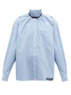 Matchesfashion.com Miu Miu - Gathered Gingham Cotton Shirt - Womens - Blue Multi
