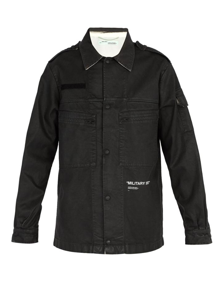 Off-white 'military Shirt'-print Coated-cotton Jacket