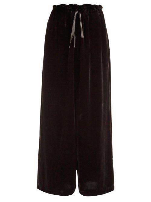 Matchesfashion.com Cecilie Bahnsen - Sara Wide Leg Velvet Trousers - Womens - Black