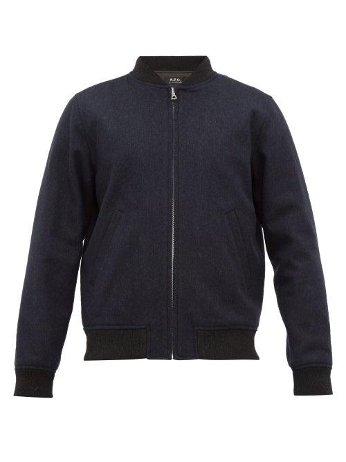 Matchesfashion.com A.p.c. - Iota Wool Blend Bomber Jacket - Mens - Navy