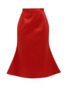 Matchesfashion.com Christopher Kane - High-rise Flared Satin Midi Skirt - Womens - Red