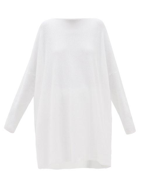 Matchesfashion.com Eskandar - Boat-neck Oversized Pima-cotton Top - Womens - White