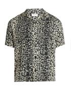 Saint Laurent Leopard-print Short-sleeved Twill Shirt