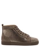 Matchesfashion.com Christian Louboutin - Louis Strass Embellished High Top Leather Trainers - Mens - Grey