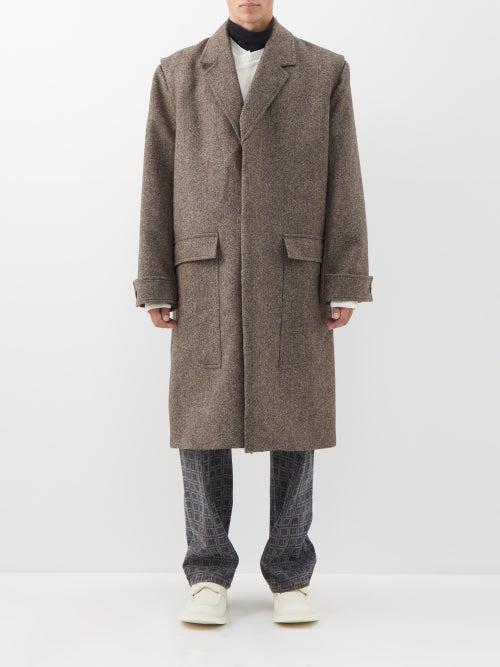 Bianca Saunders - Yasso Wool-twill Overcoat - Mens - Brown Multi