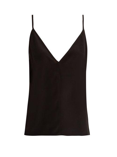 Matchesfashion.com Raey - Fitted Deep V Neck Silk Cami Top - Womens - Black
