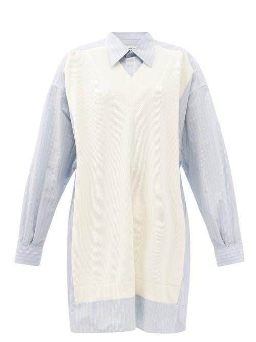 Matchesfashion.com Maison Margiela - Sweater-panel Oversized Striped Poplin Shirt Dress - Womens - Blue Stripe