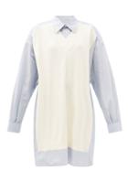 Matchesfashion.com Maison Margiela - Sweater-panel Oversized Striped Poplin Shirt Dress - Womens - Blue Stripe