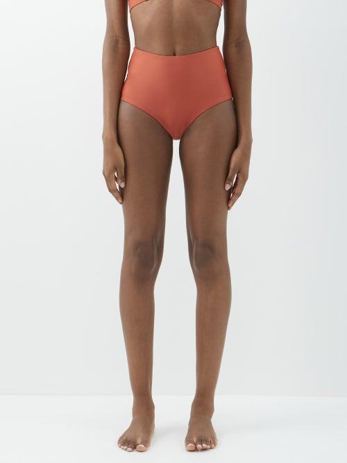 Casa Raki - Annie High-rise Recycled-fibre Bikini Briefs - Womens - Dark Red