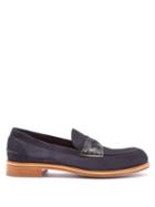Matchesfashion.com Christian Louboutin - Montezumolle Suede Penny Loafers - Mens - Navy