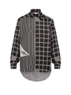 Matchesfashion.com Givenchy - Chain And Stripe Print Silk Shirt - Mens - Black White