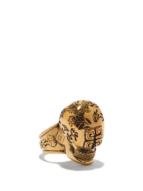 Givenchy - Skull 4g & Floral-engraved Ring - Womens - Gold