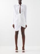 Jacquemus - Bahia Knotted Twill Mini Shirt Dress - Womens - White