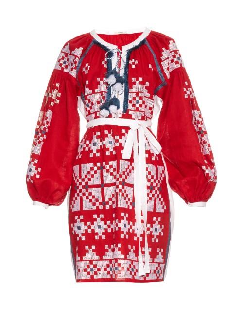 Vita Kin Pixels Embroidered Linen Dress
