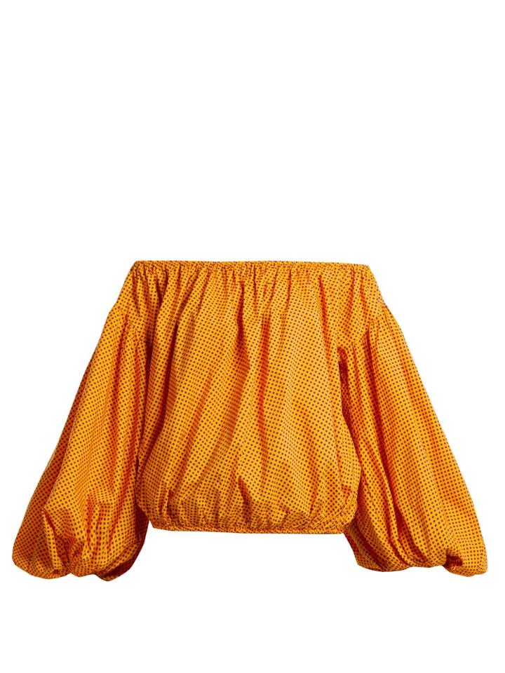 Caroline Constas Andros Off-the-shoulder Cotton-blend Top