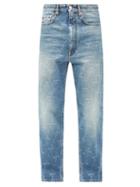 Matchesfashion.com Balenciaga - Logo Stripe-print Straight-leg Jeans - Mens - Navy