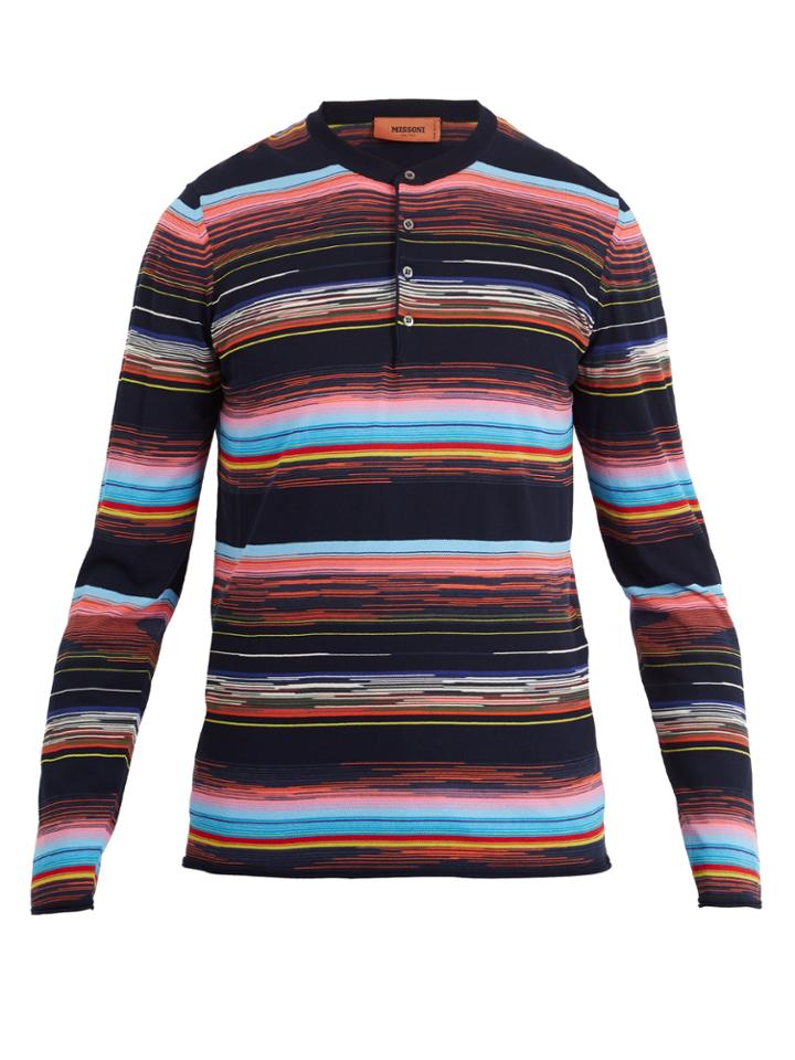 Missoni Long-sleeved Cotton-knit Polo Shirt