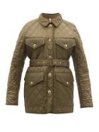 Burberry - Kemble Belted Quilted Technical-shell Jacket - Womens - Dark Green