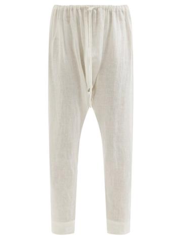 Fil De Vie - Marrakech Drawstring Linen Trousers - Womens - Cream