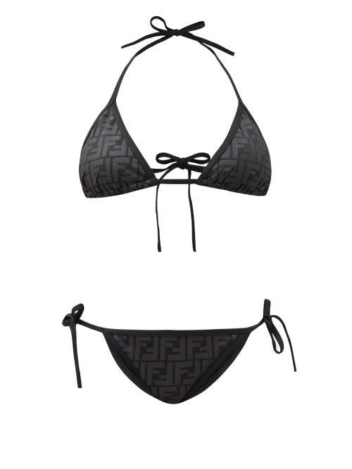Matchesfashion.com Fendi - Ff-logo Triangle Bikini - Womens - Black