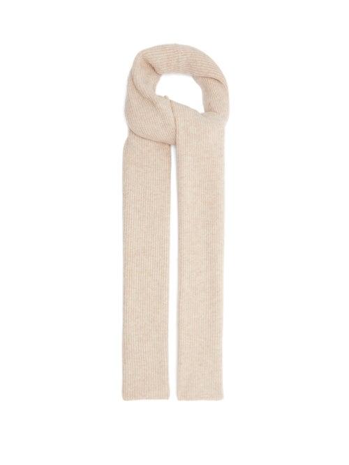 Matchesfashion.com Ganni - Rib-knitted Recycled Wool-blend Scarf - Womens - Beige
