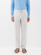 120 Lino 120% Lino - Drawstring-waist Linen-hopsack Trousers - Mens - Light Grey