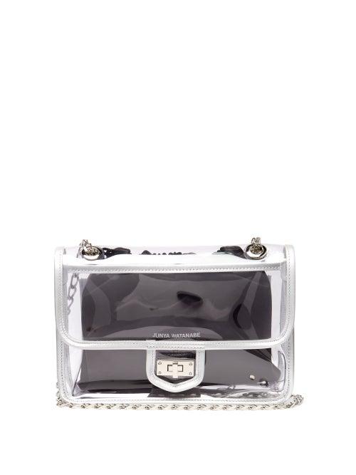 Matchesfashion.com Junya Watanabe - Logo-print Pvc And Satin Cross-body Bag - Womens - Clear