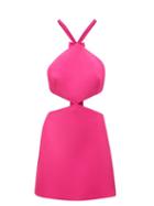 Valentino - Open-back Halterneck Crepe Mini Dress - Womens - Pink