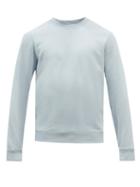 Mens Rtw Sunspel - Crew-neck Cotton-blend Jersey Sweatshirt - Mens - Light Blue