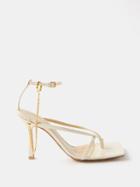 Bottega Veneta - Stretch 90 Square-toe Leather Sandals - Womens - Cream