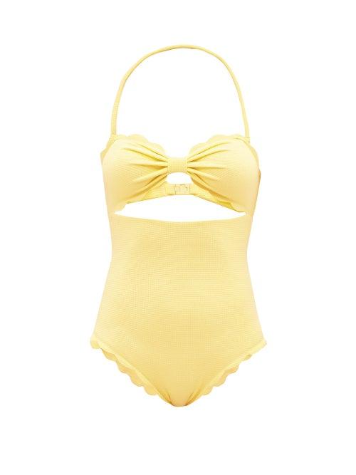 Marysia - Antibes Scalloped-edge Swimsuit - Womens - Yellow