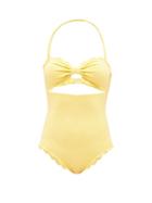 Marysia - Antibes Scalloped-edge Swimsuit - Womens - Yellow