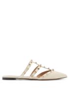 Matchesfashion.com Valentino - Rockstud Caged Grained Leather Mules - Womens - Cream