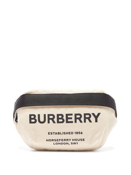 Matchesfashion.com Burberry - Sonny Medium Logo Print Canvas Belt Bag - Womens - White Multi