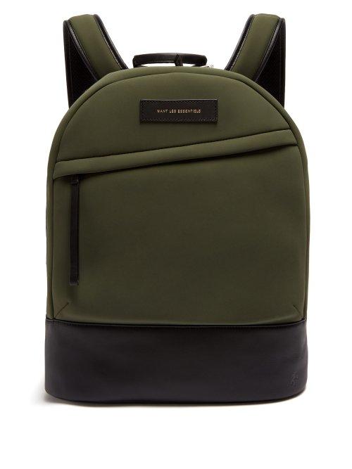 Matchesfashion.com Want Les Essentiels - Kastrup Leather Trimmed Neoprene Backpack - Mens - Khaki