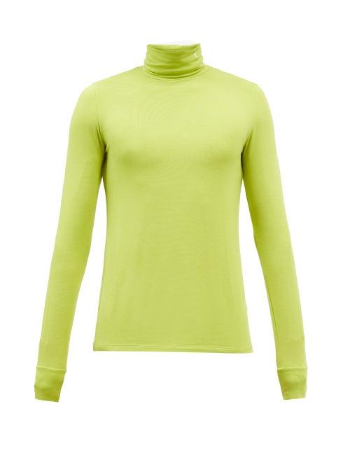 Raf Simons - R-embroidered Roll-neck Jersey Top - Mens - Green