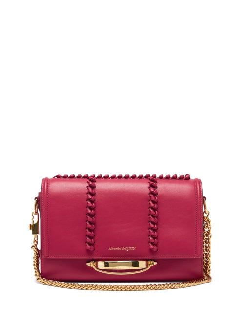 Matchesfashion.com Alexander Mcqueen - The Story Whipstitched Leather Shoulder Bag - Womens - Burgundy