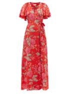 Matchesfashion.com Beulah - Florine Dahlia-print Silk Crepe De Chine Dress - Womens - Red Multi